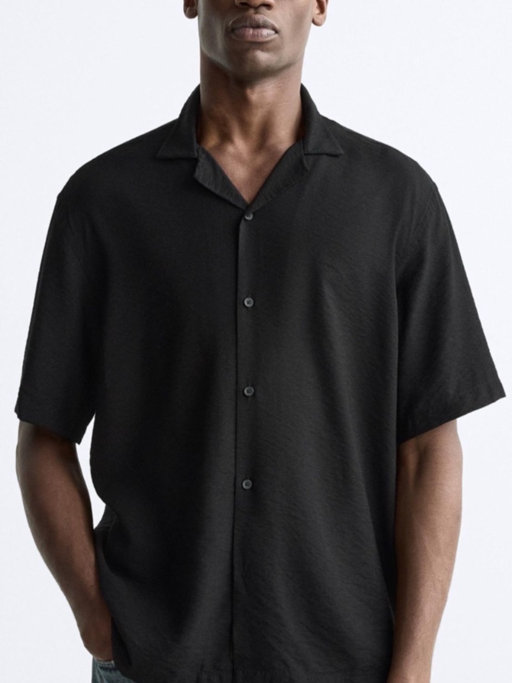 ZARA Men's Black Short-Sleeve Shirt